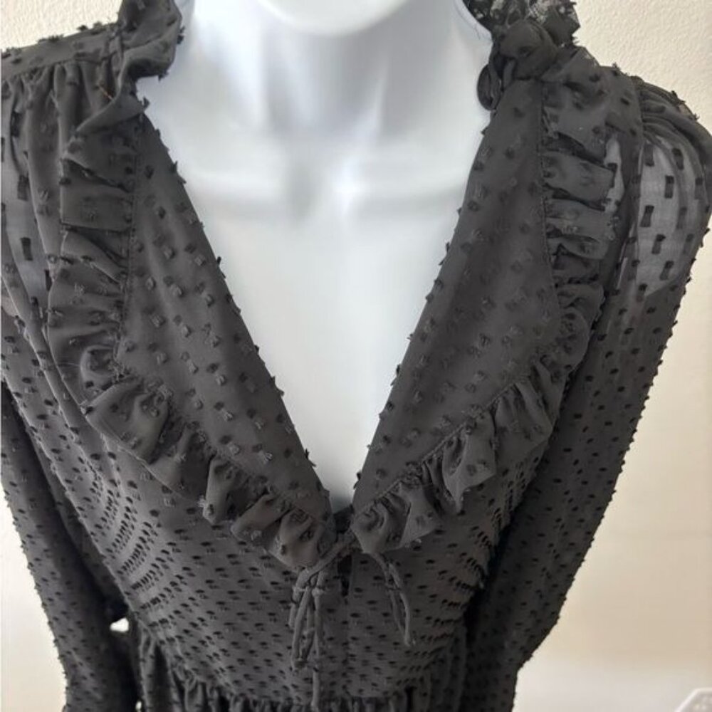 H & M Tunic 10 Tiered Polka Dot Ruffle Sheer Whimsigoth Fairy Boho Chic Festival - Picture 9 of 12